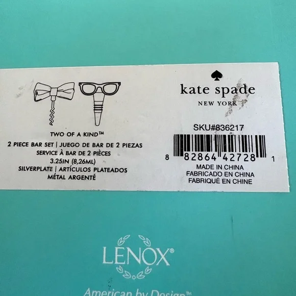 Kate Spade “Two of a Kind” 2 Pc Bar Set NWT - Picture 8 of 9